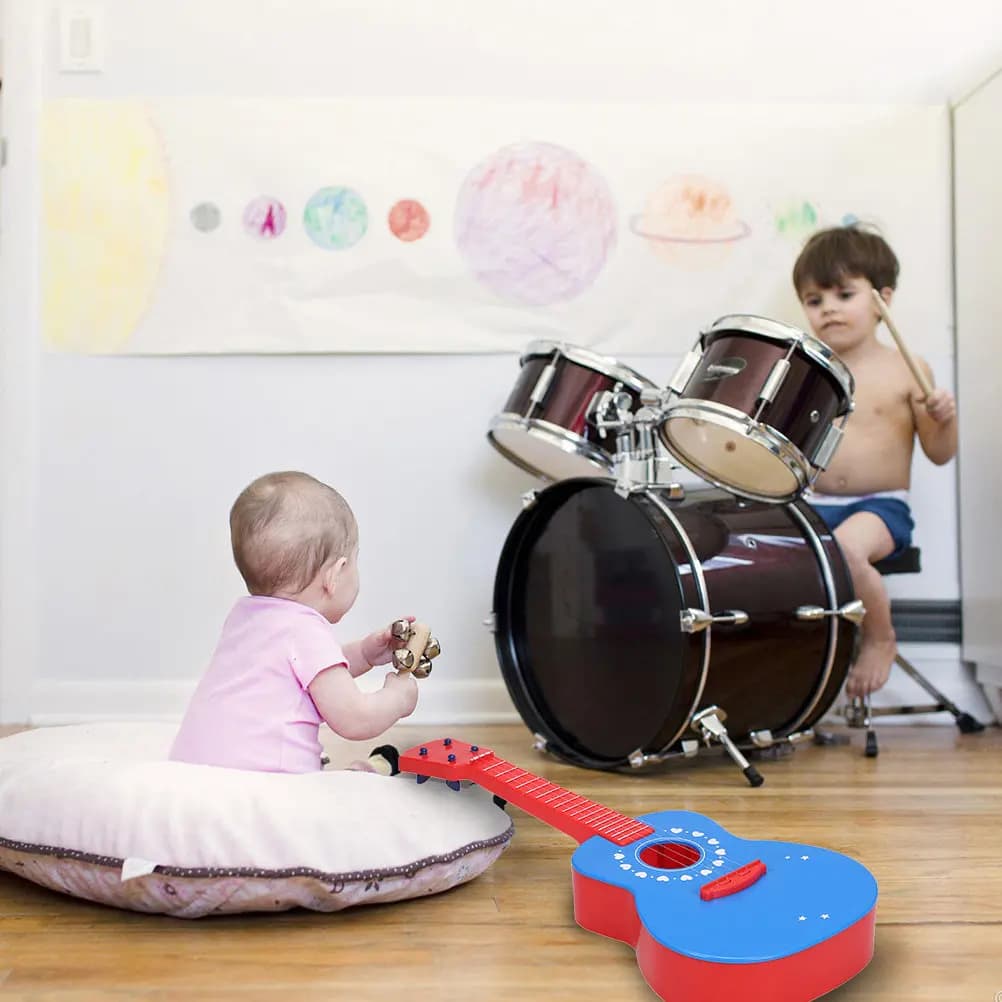 1Pcs Guitar Plastic Musical Instrument Kids Ukulele Educational Early Learning for Kindergarten Home Guitar Toy