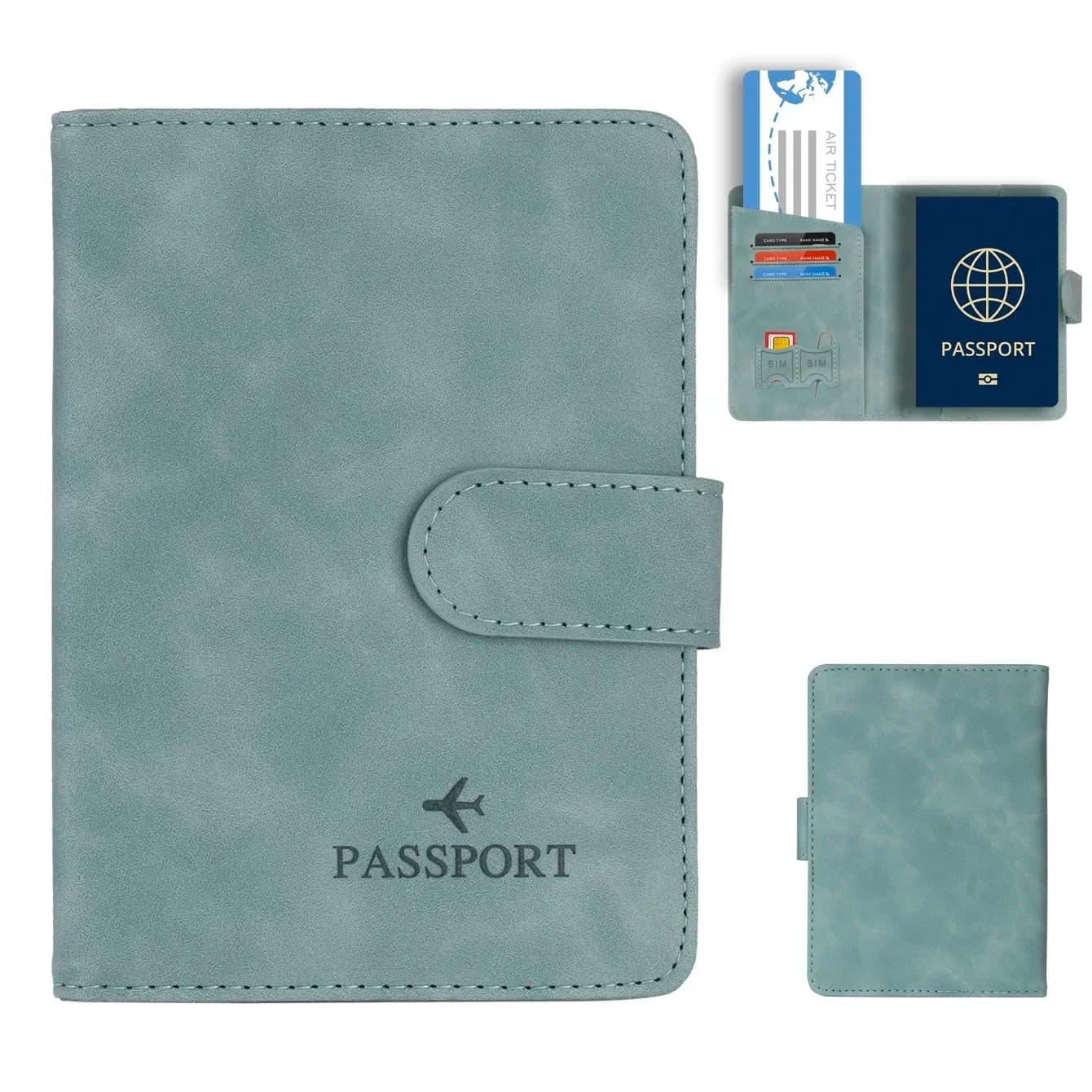 Custodia per passaporto da viaggio semplice Custodia per portafoglio con blocco RFID Custodia per carte in pelle PU da lavoro Accessori da viaggio per donna uomo