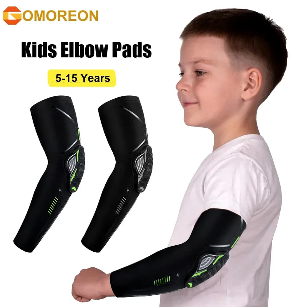 1 pz bambini braccio gomito manica pastiglie 5-15 anni bambini sport giovanili compressione protezione gomito protettivo per pallavolo, basket