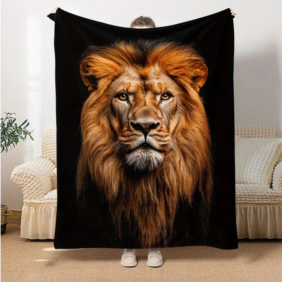 Coperta in flanella Majestic Lion HD - Sottile e leggera, per tutte le stagioni per divano, letto, soggiorno, campeggio in viaggio, regalo durevole