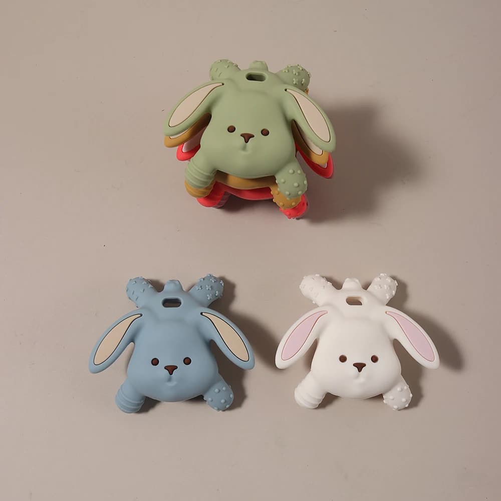 Massaggiagengive per coniglietto pasquale in silicone per bambini Massaggiagengive sicuro per uso alimentare simpatico cartone animato per allattamento Giocattolo per la dentizione Regalo per la dentizione Igiene orale