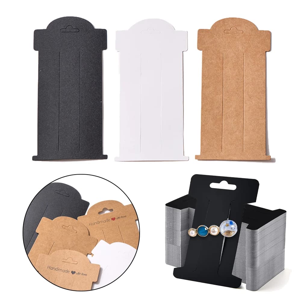 20Pcs 16x8cm fermaglio per capelli etichette per carte da esposizione in cartone gioielli in cartone supporto rettangolare accessori Display organizzare
