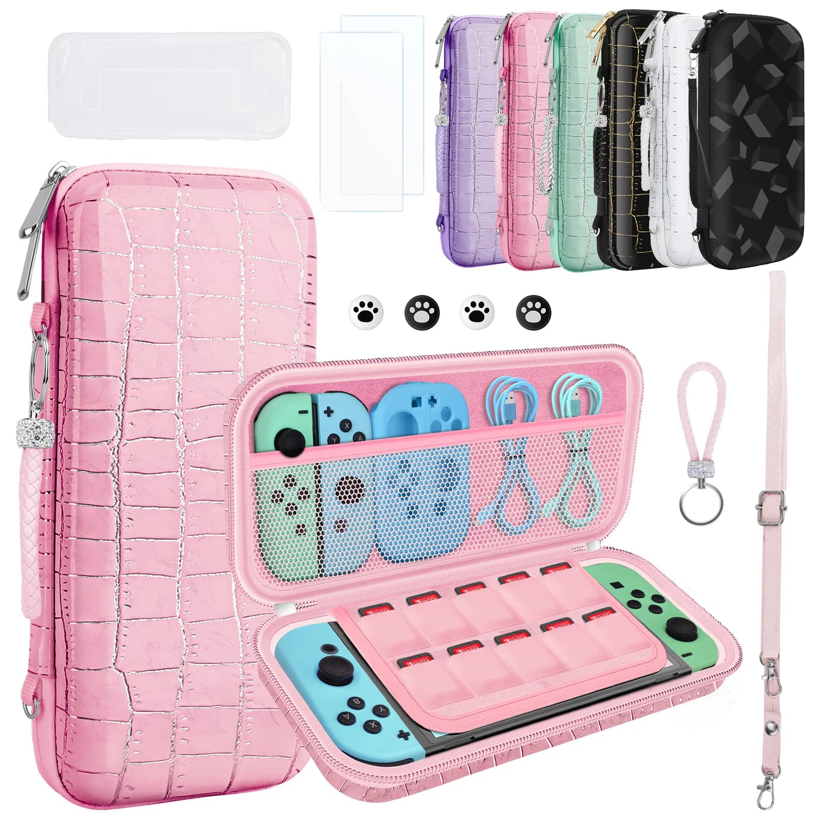 Borsa portaoggetti portatile in similpelle per Nintendo Switch / Custodia per console OLED, custodia per controller NS Switch OLED, accessori per videogiochi