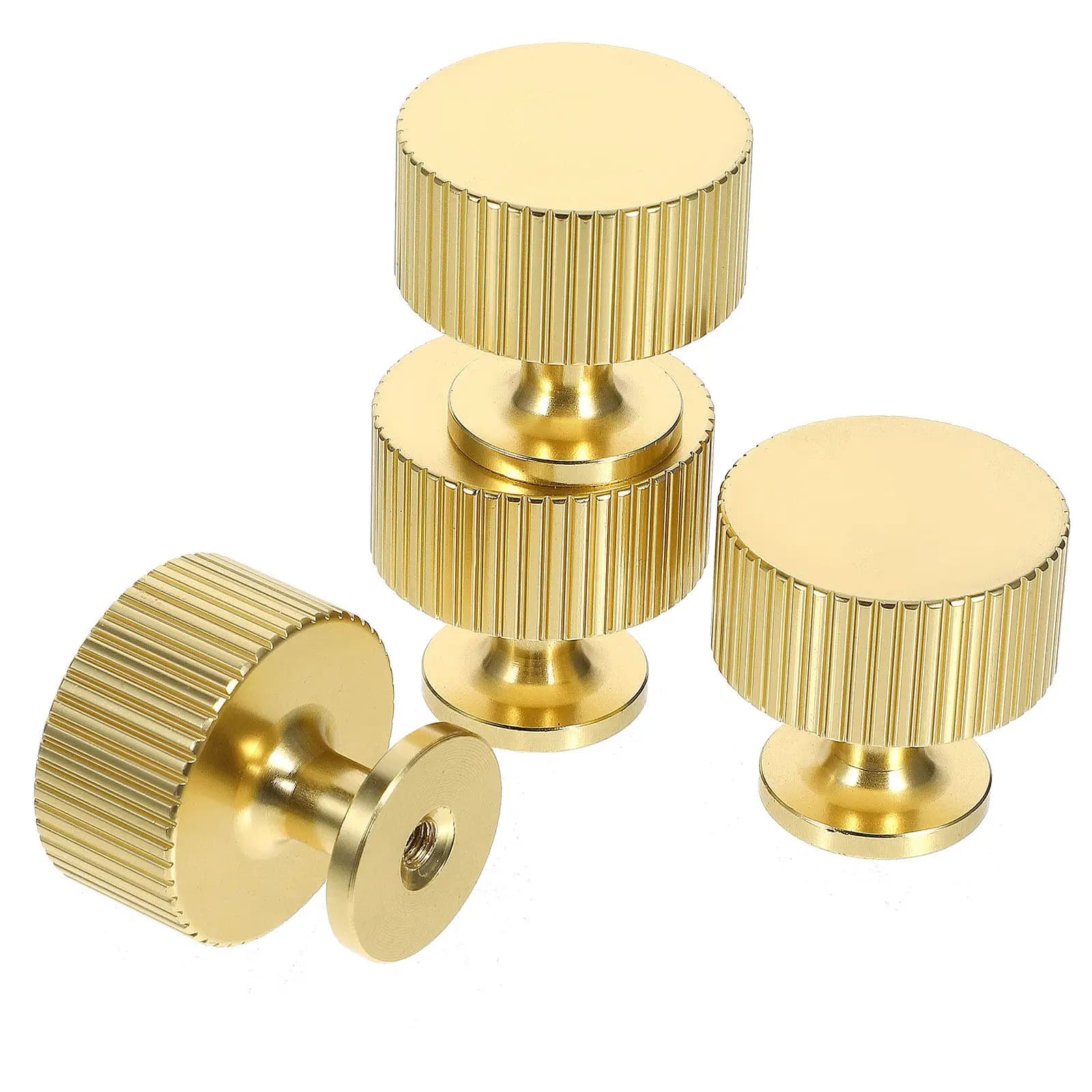 4 pomelli dorati per cassetti, maniglie rotonde a foro singolo per armadi, guardaroba, mobili, maniglie per armadietti, ferramenta