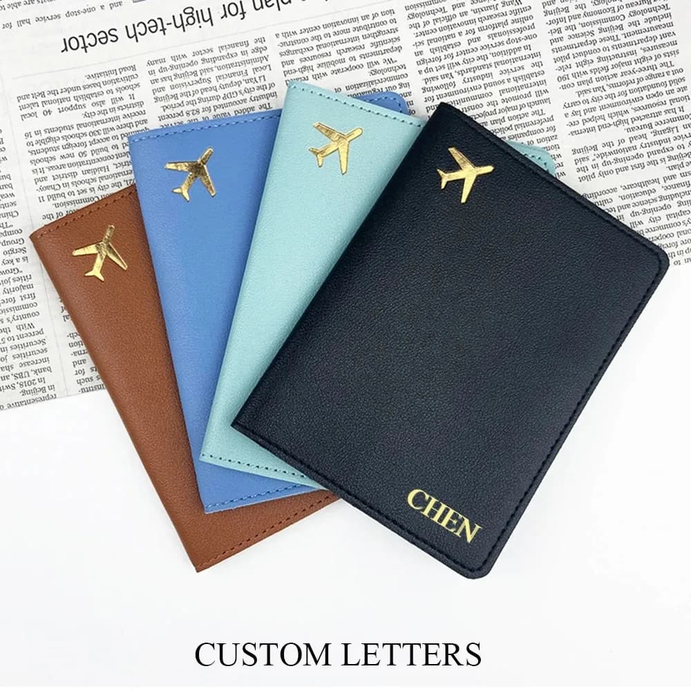 Copertina personalizzata per passaporto aereo in oro di lusso: nome/iniziale personalizzati, porta passaporto aziendale unisex per accessori da viaggio