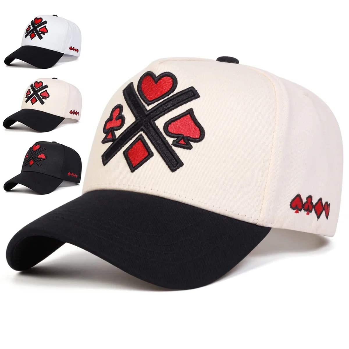 Unisex Baseball Hats with Embroidery Poker, Adjustable for Spring and Autumn, Outer Casual Hats, Solar Protection, Sports Hat