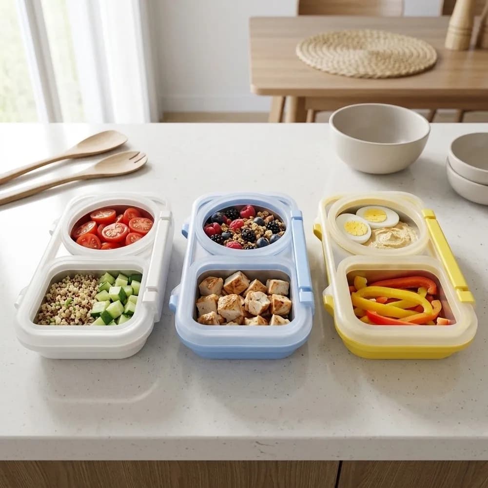 3Pcs 400ml Stainless Steel Lunch Boxes With Divided Compartments, Leakproof Snack Containers For Meal Prep & Travel