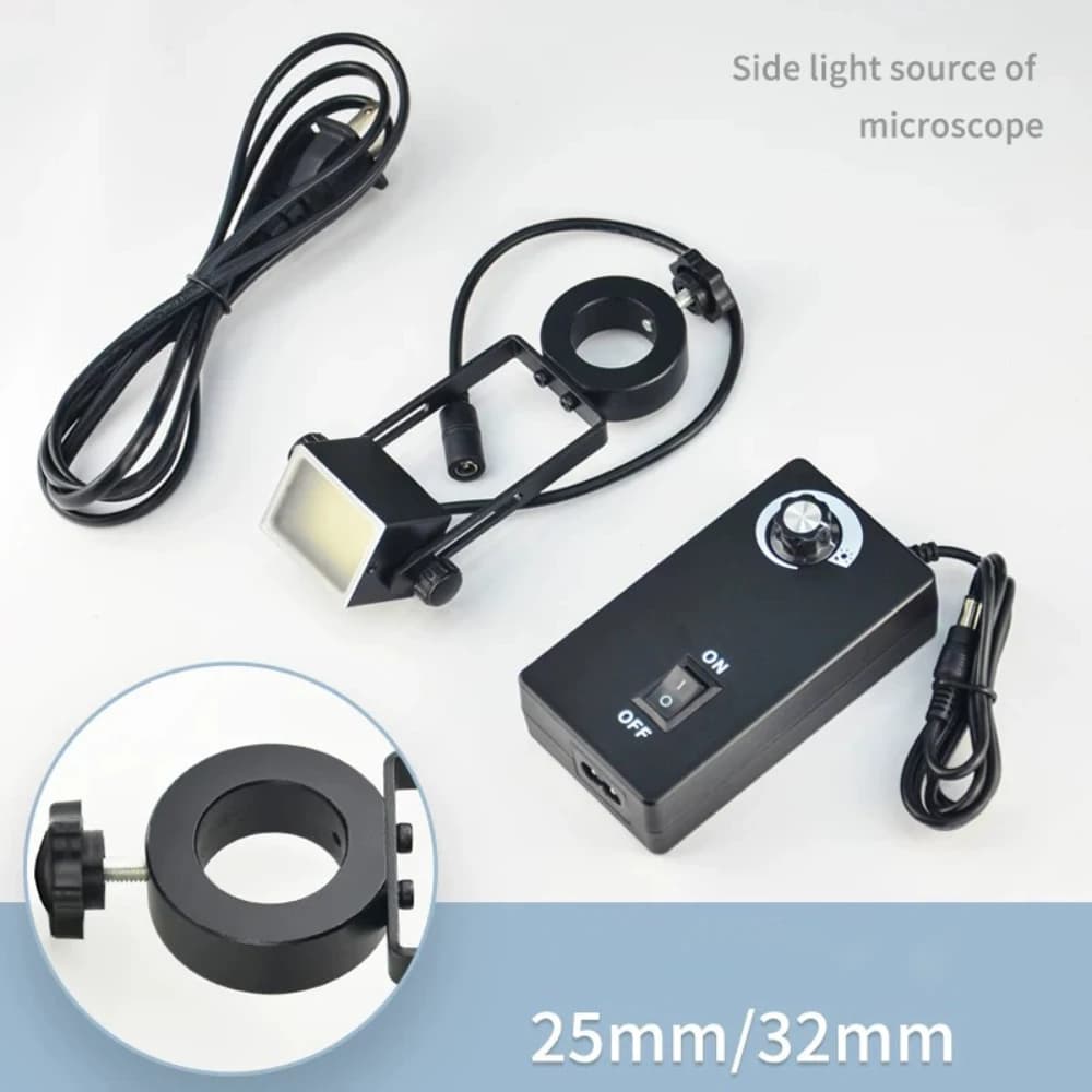Sorgente Luminosa Laterale LED Regolabile per Microscopio – Lampada di Illuminazione Quadrata Dimmerabile a 60 LED per Microscopio Industriale Stereo