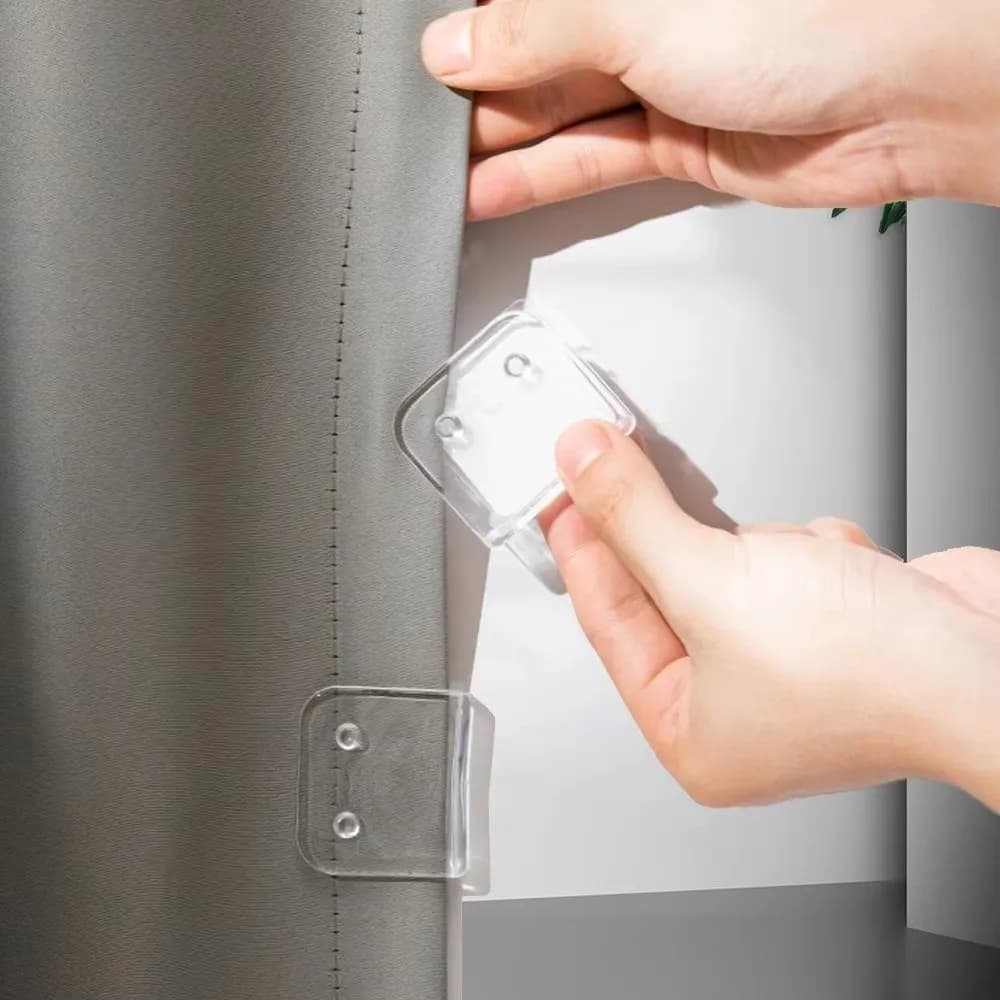 2/4/6/8Pcs Non-Punching Curtain Closure Clip Transparent Windproof Shower Curtain Clips Does Not Harm Wall Self-adhesive