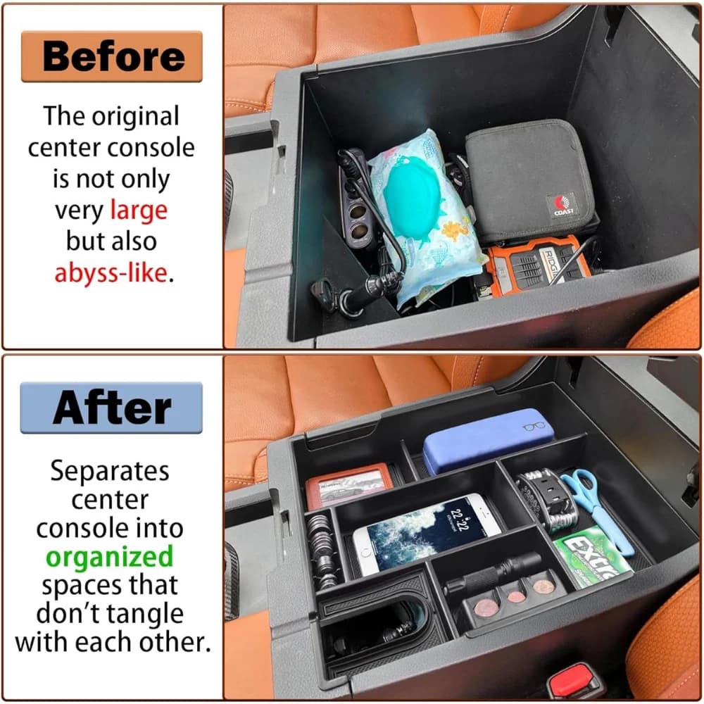 Per Toyota Tundra 2014-2021 Console centrale bracciolo organizzatore vassoio durevole ABS nero scatola di immagazzinaggio con divisore accessori auto