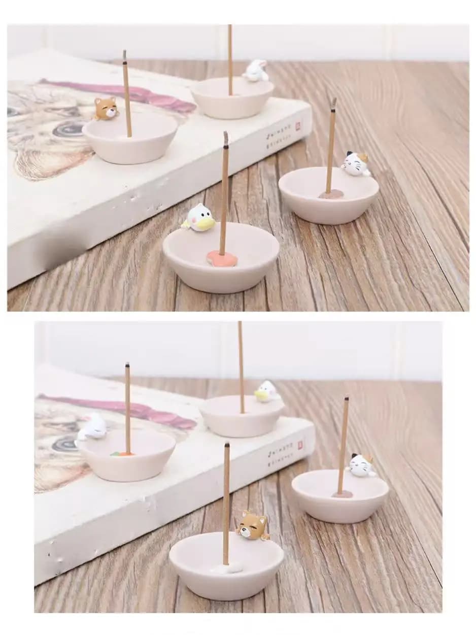 Portaincenso Carino con Design Animale Cartoonesco, Vassoio in Ceramica per Bastoncini di Incenso, Bruciatore per Aromaterapia per Arredamento Casa, Yoga e Relax