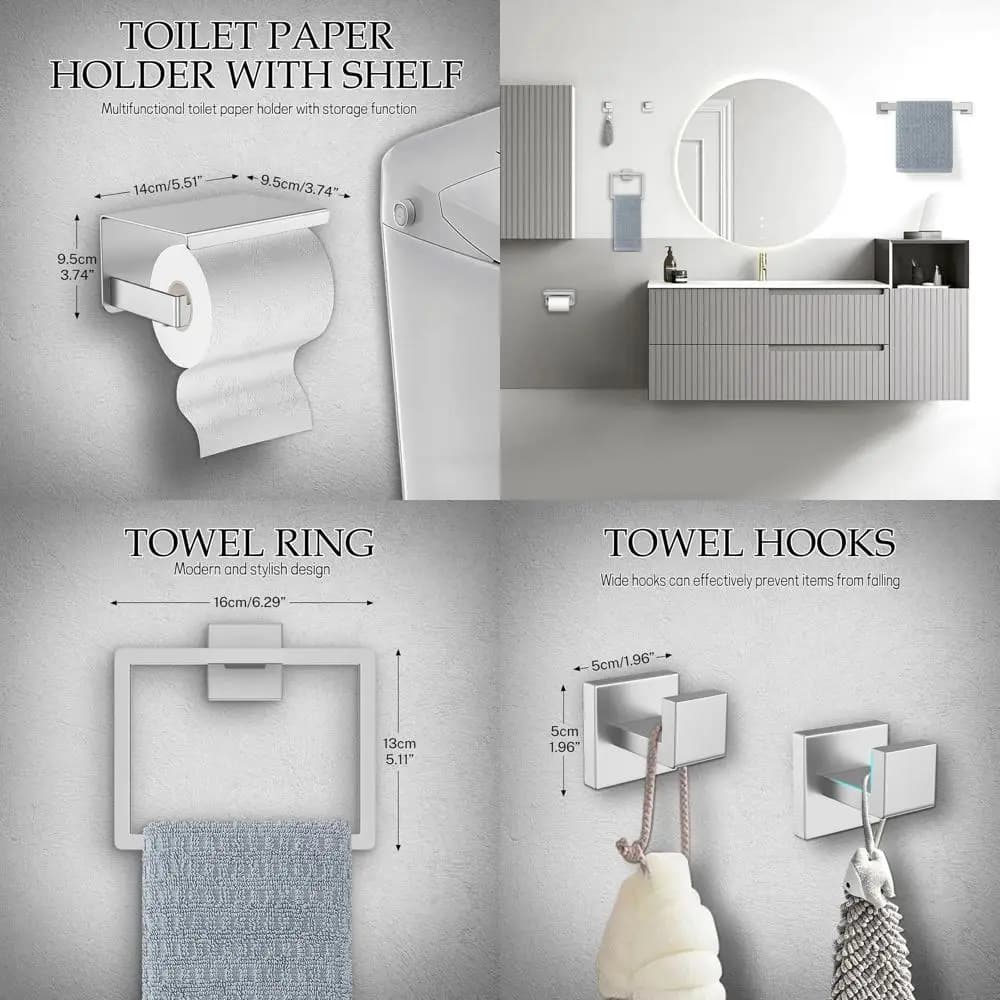 Set portasciugamani in acciaio inossidabile con nichel spazzolato, kit di accessori per il bagno a parete 23,6
