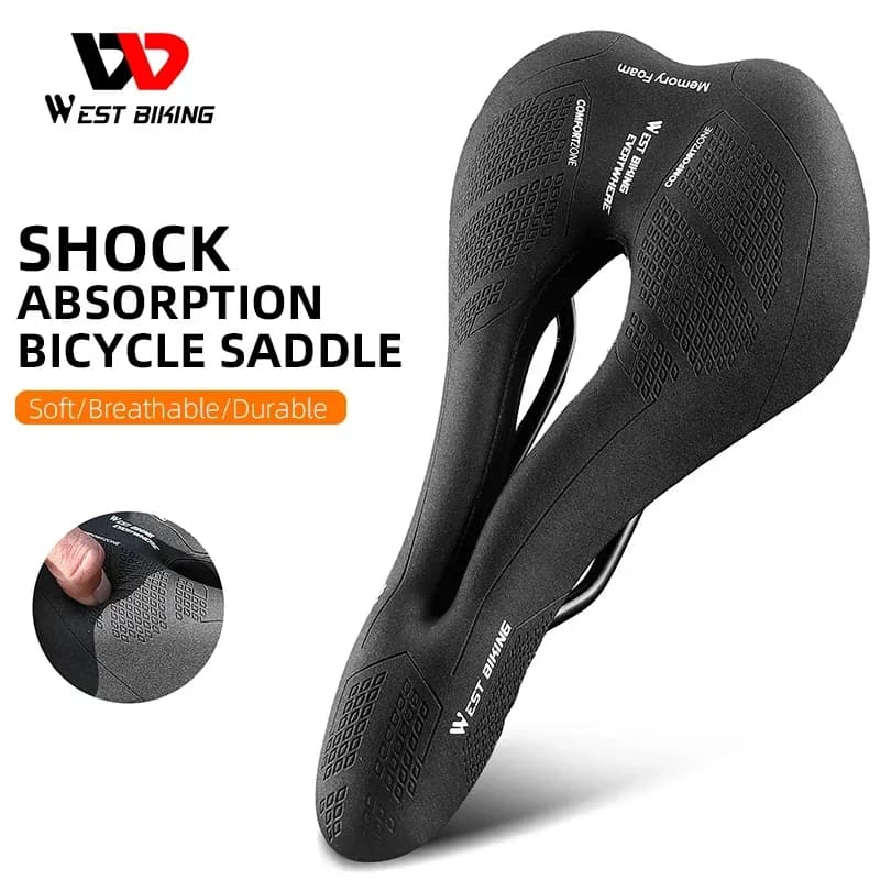 WEST BIKING Sella per bici ergonomica Comodo sedile per bicicletta in memory foam Uomo Donna Cuscino per bici BMX da strada MTB traspirante cavo