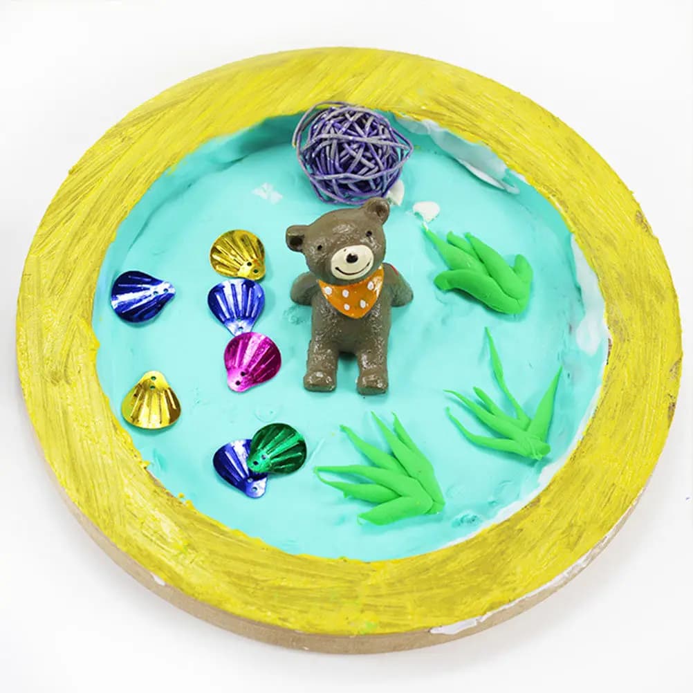 3Pcs Unfinished Wooden Clay Frame Set DIY Painting Tray for Clay Art Creative Educational Craft Kit Picture Frame Gift