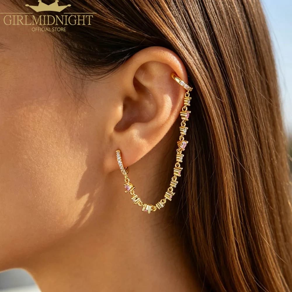 New Silver Color Pink White Zircon U Shape Dangle Stud Earrings For Women Trendy Earrings Fashion Daily Party Jewelry