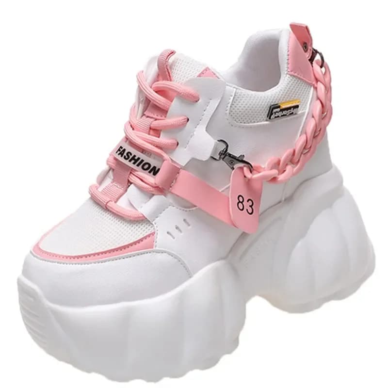 Scarpe da ginnastica con plateau con tacco 10CM Scarpe casual con suola spessa di moda per le donne Scarpe da ginnastica robuste da donna comfort traspirante Zapatos Mujer