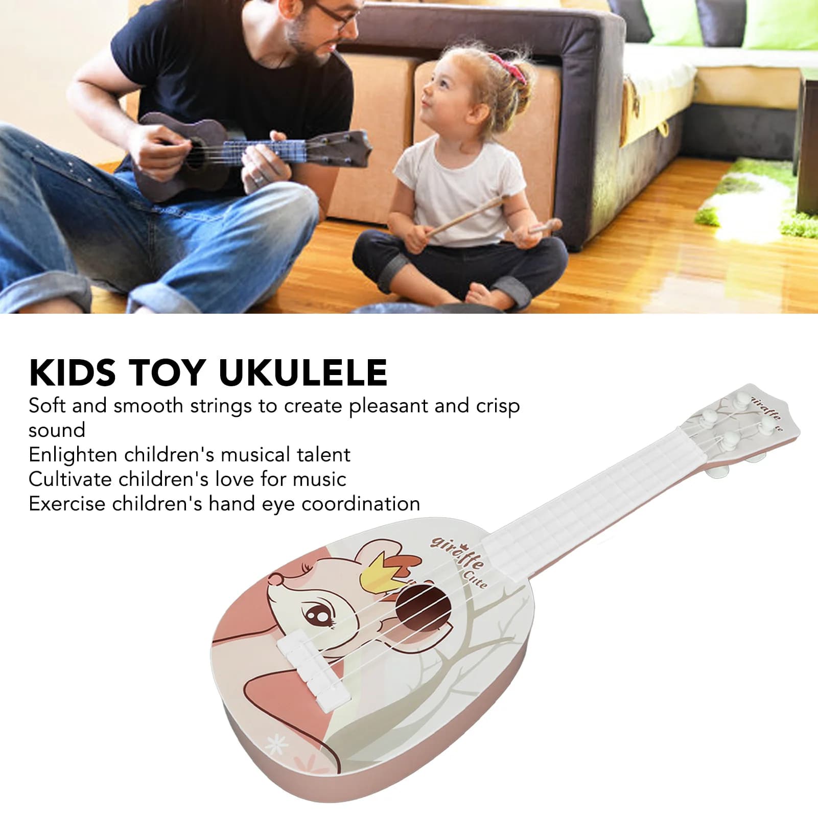 Mini Ukulele Portatile per Bambini, Giocattolo Musicale Educativo, Strumento Musicale per l'Apprendimento Precoce, Regalo per Bambini