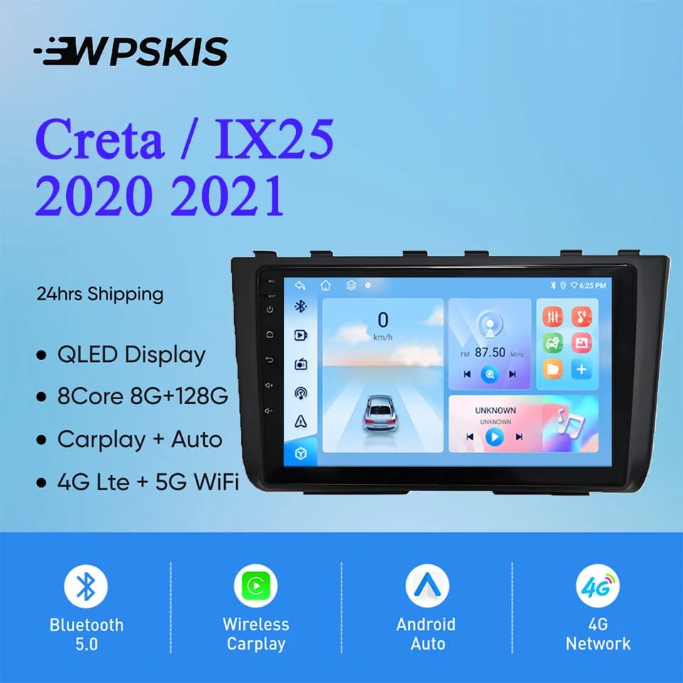 Per Hyundai Creta IX25 2020 2021 Auto Stereo Radio lettore Video multimediale navigazione Monitor GPS Android 14 4G Lte WiFi Carplay