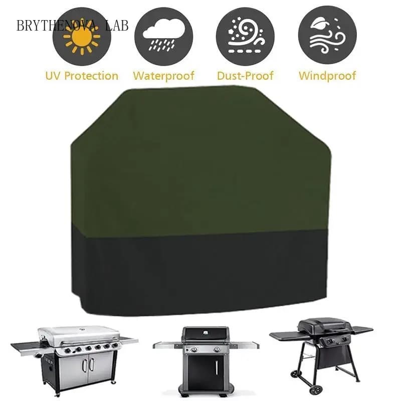 BBQ Cover 210D Outdoor Dust Waterproof Heavy Duty Grill Rain Cover Protective Barbecue Black Green BBQ Grill Rack