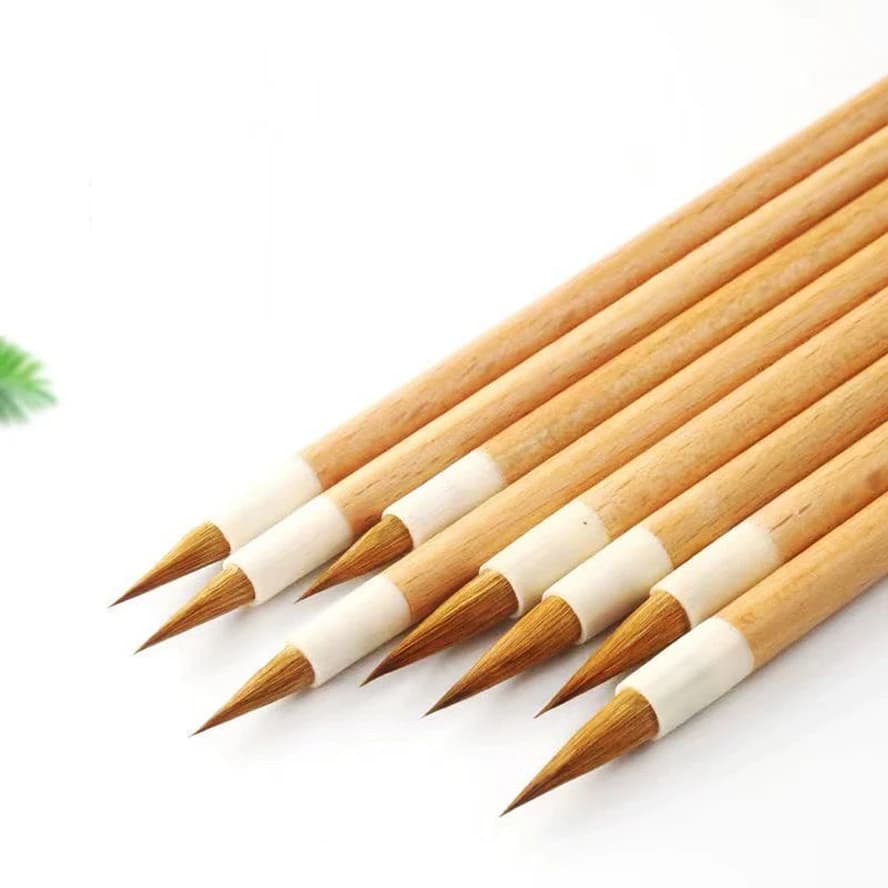 Handmade Wolf Hair Small Regular Script Calligraphy Brush Set - 3 Bamboo Shaft Scripture Copying Writing Brush Sumi / Zen Brush