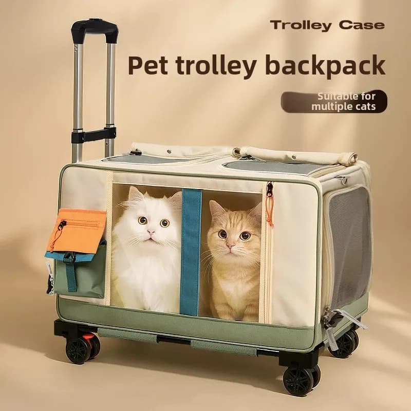 Pet trolley case cat bag going out portable backpack multi-cat artifact dog large-capacity suitcase