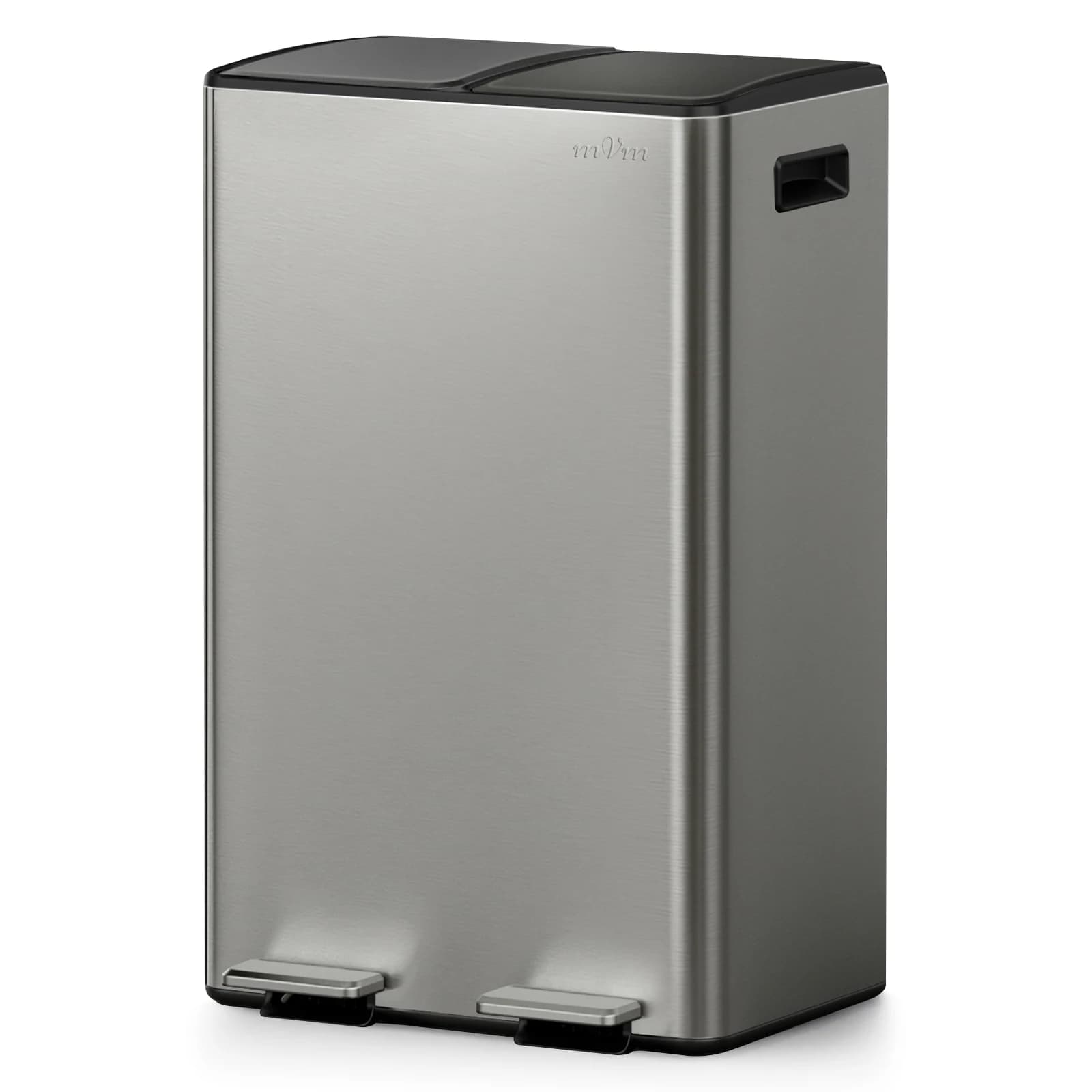 mVm 60L Trash Can Stainless 2 x 30L Kitchen Step Trash Bin for Recycling Waste Sorting Soft Close Lid