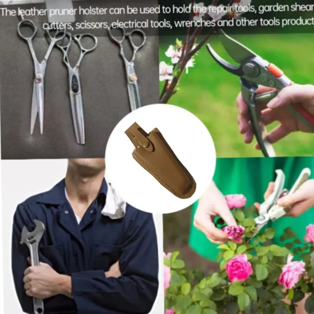 Heavy-duty leather pruning tool bag Closure with portable buckle Electricity waist support Pliers Gardening case