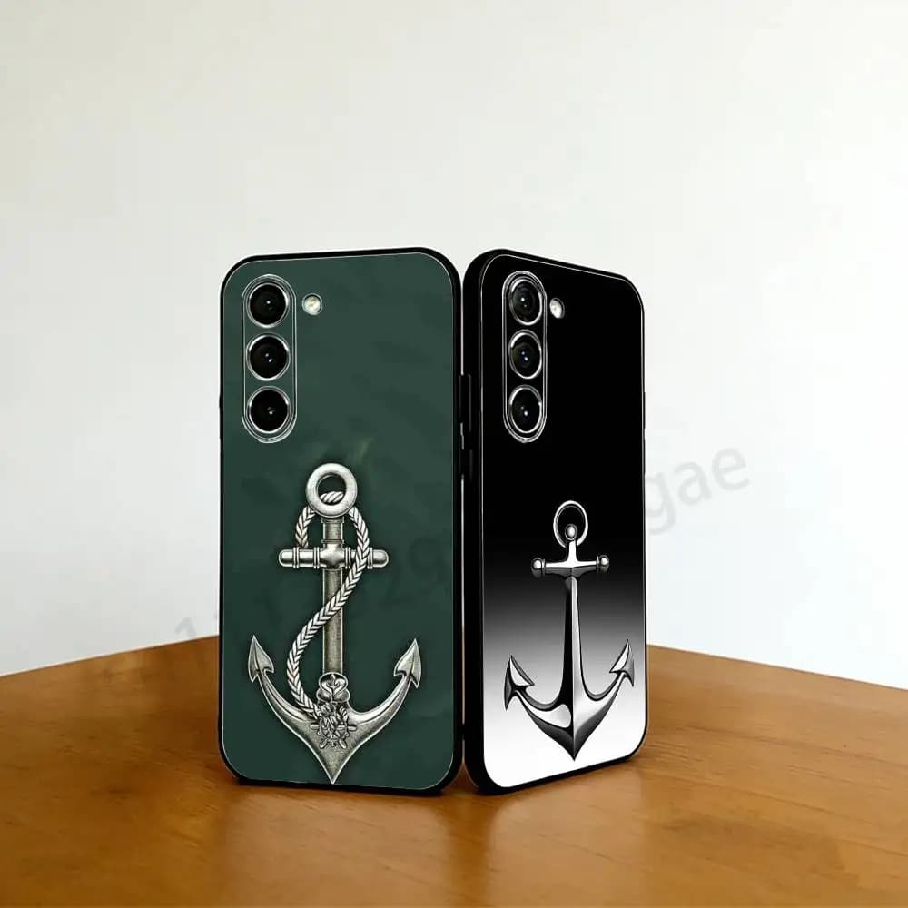 Anchor Boat Ship Wheel Phone case For Samsung Galaxy A53,51,72,73,31,30,42 Soft Silicone Black Cover