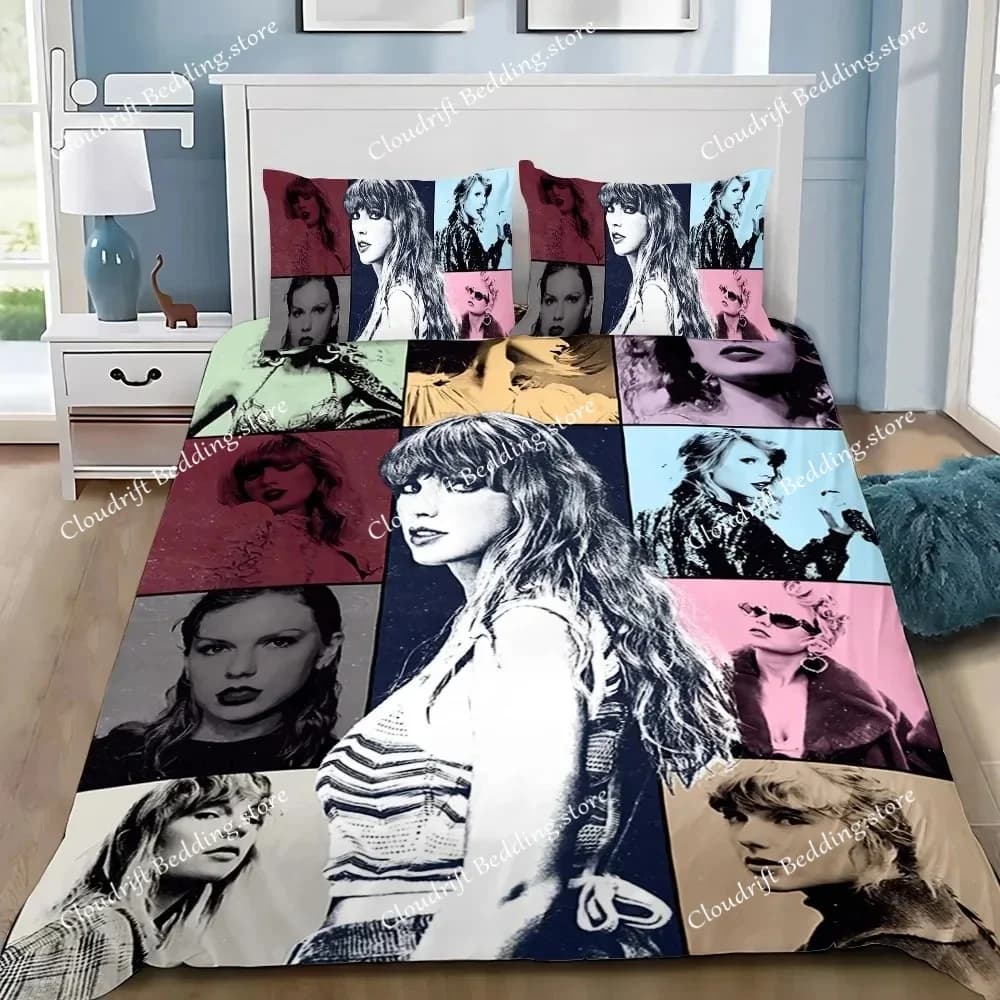 Set di biancheria da letto Top Stream Singer T-TaylorS, copriletto T-Swizzle con stampa moderna, regali di compleanno