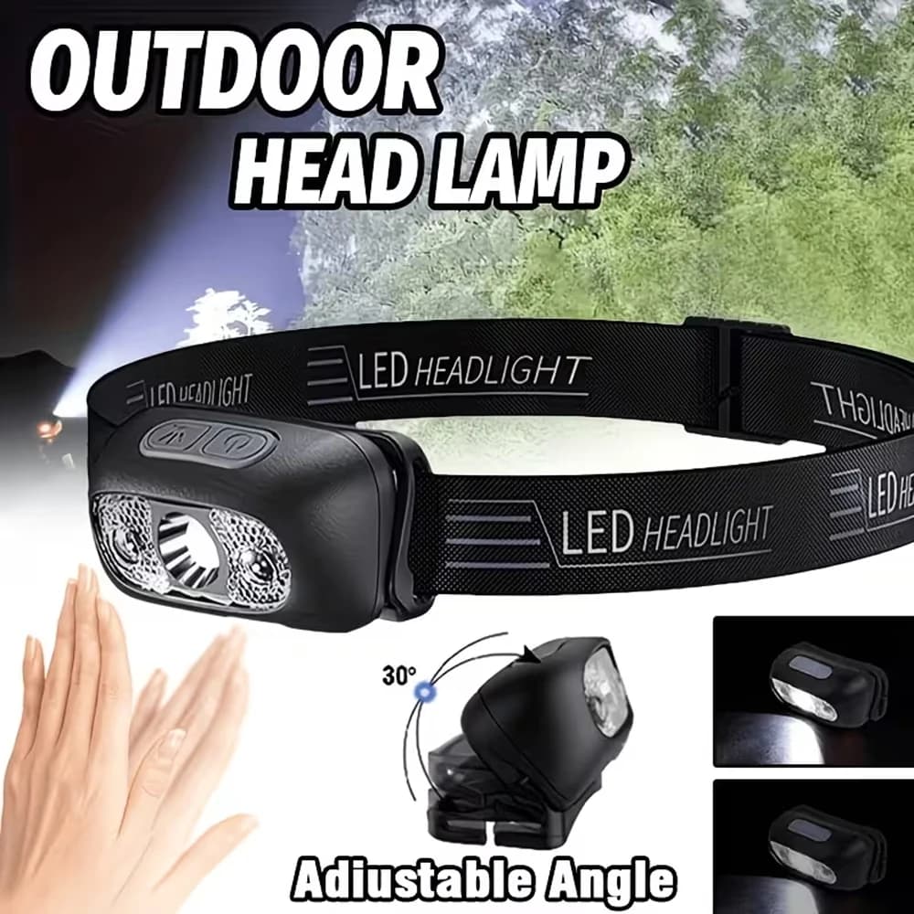Powerful Sensor Adjustable LED Head Flashlight USB Rechargeable COB Headlamp Mini Camping Fishing Outdoors Emergency Headlamp