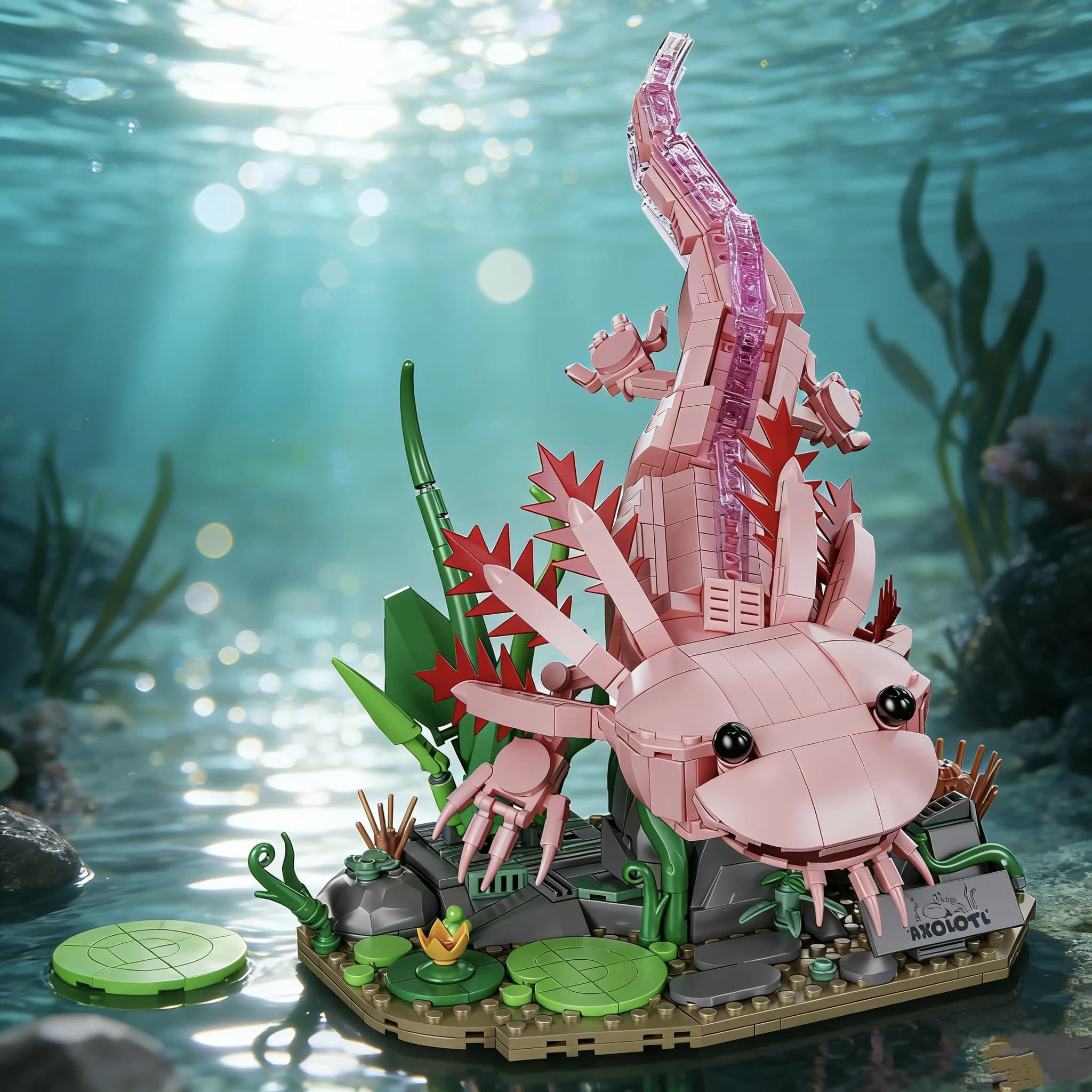 Cute Axolotl Building Blocks Set DIY Assembly Animal Model Bricks Educational STEM Toys For Kids Adults Birthday Gifts