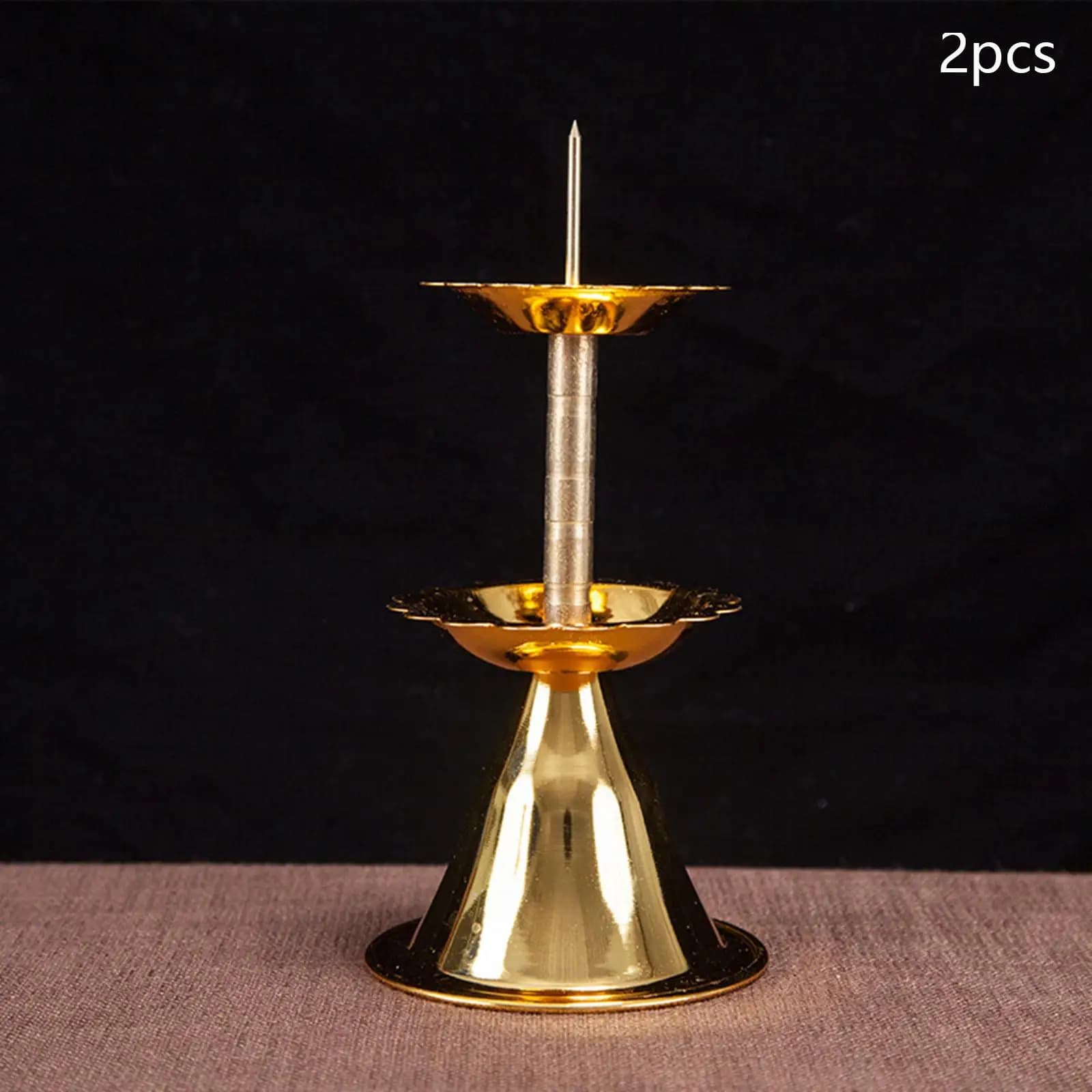 2x Metal Candlestick Taper and Pillar Candle Holder Buddhist Tealight Candle Holders for Hotel Wedding Dinner Mantel Farmhouse