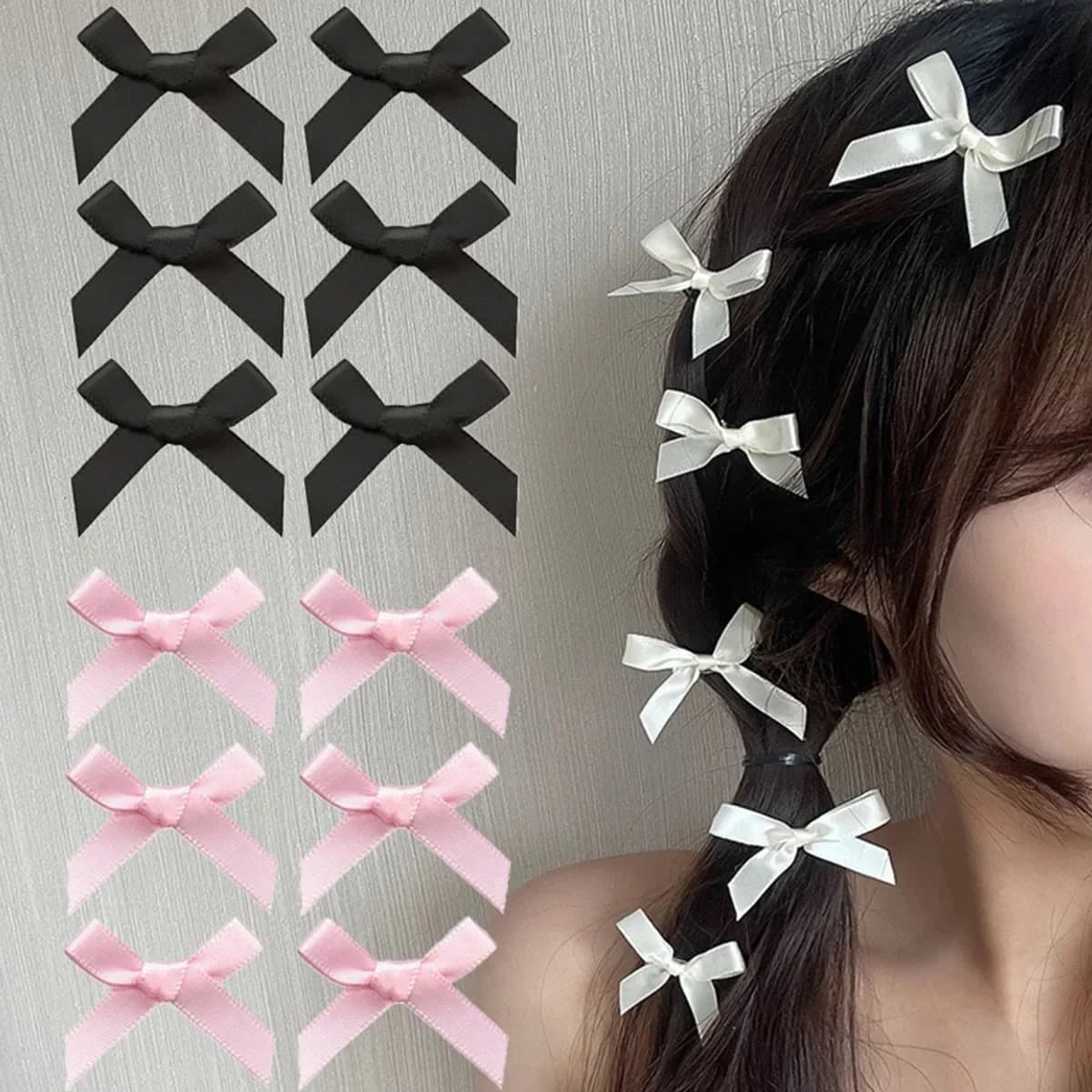 18 pezzi Set di accessori per capelli da donna Nastri colorati Archi Fermagli per capelli Cinghie per artigli per capelli carini Forcina per nastro di seta dolce alla moda