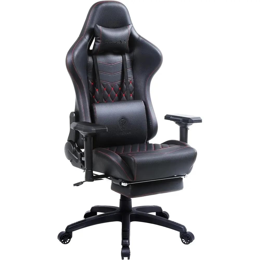 Sedia da gaming ergonomica con schienale alto, supporto lombare con massaggio, braccioli 4D e poggiapiedi per 400 libbre, in pelle PU nera