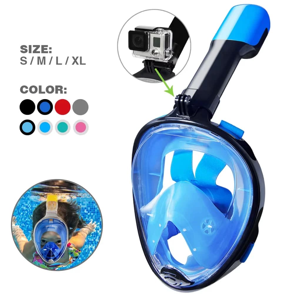 Anti Fog Full Face Diving Mask Detachable Camera Holder Dry Top Waterproof Silicone Mask for Underwater Snorkeling Swimming