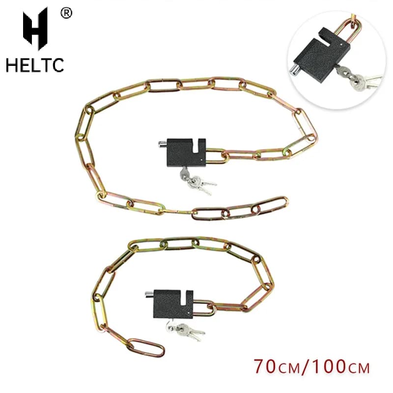 Lucchetto per bici da 1 pezzo, catena in ferro temprato resistente, antifurto, forte resistenza al taglio, per moto, cancello, recinzione, garage