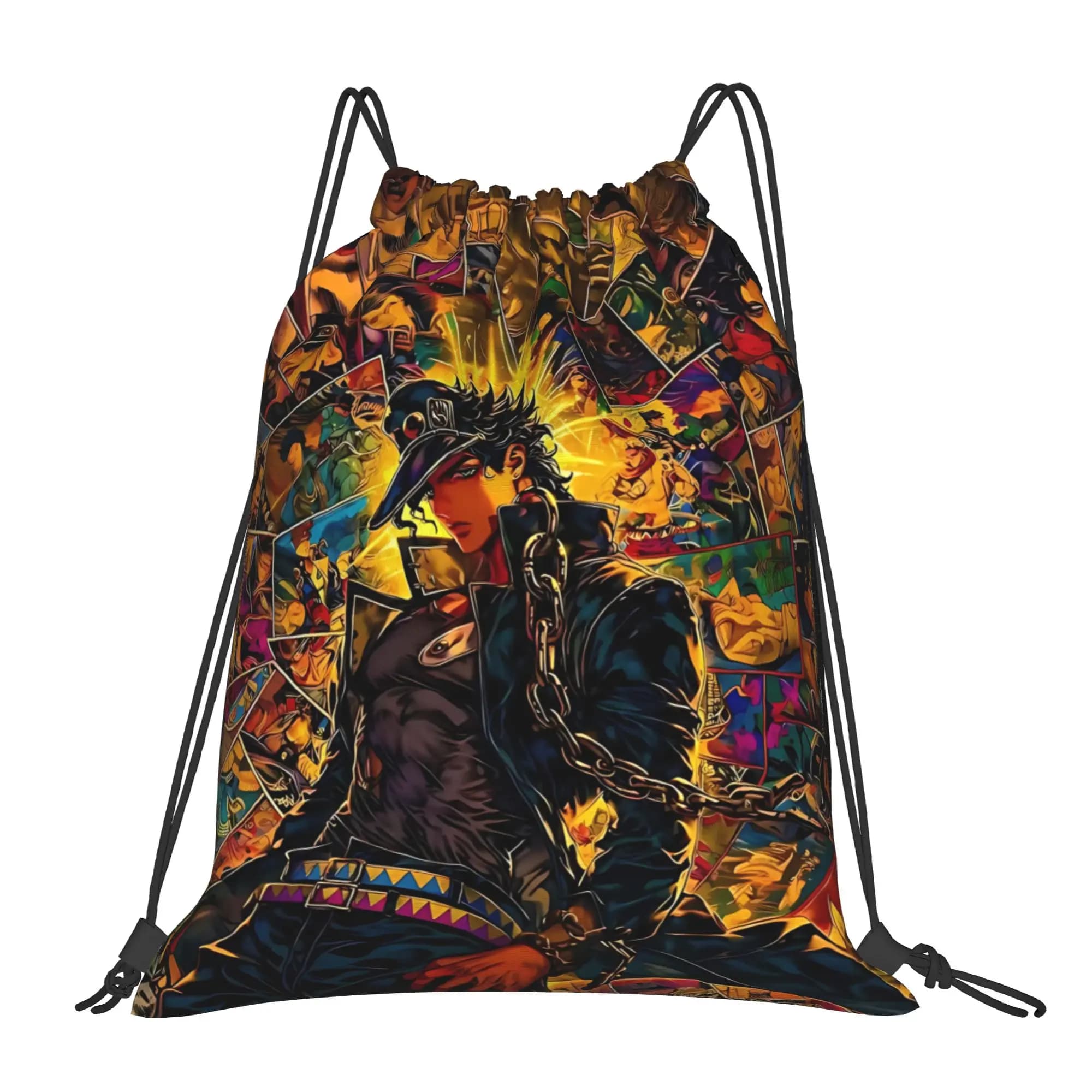 Borsa Sportiva JOJO Adventure ANIME, Zaino Portatile con Coulisse per Shopping, Equitazione e Palestra, Contenitore per Scarpe