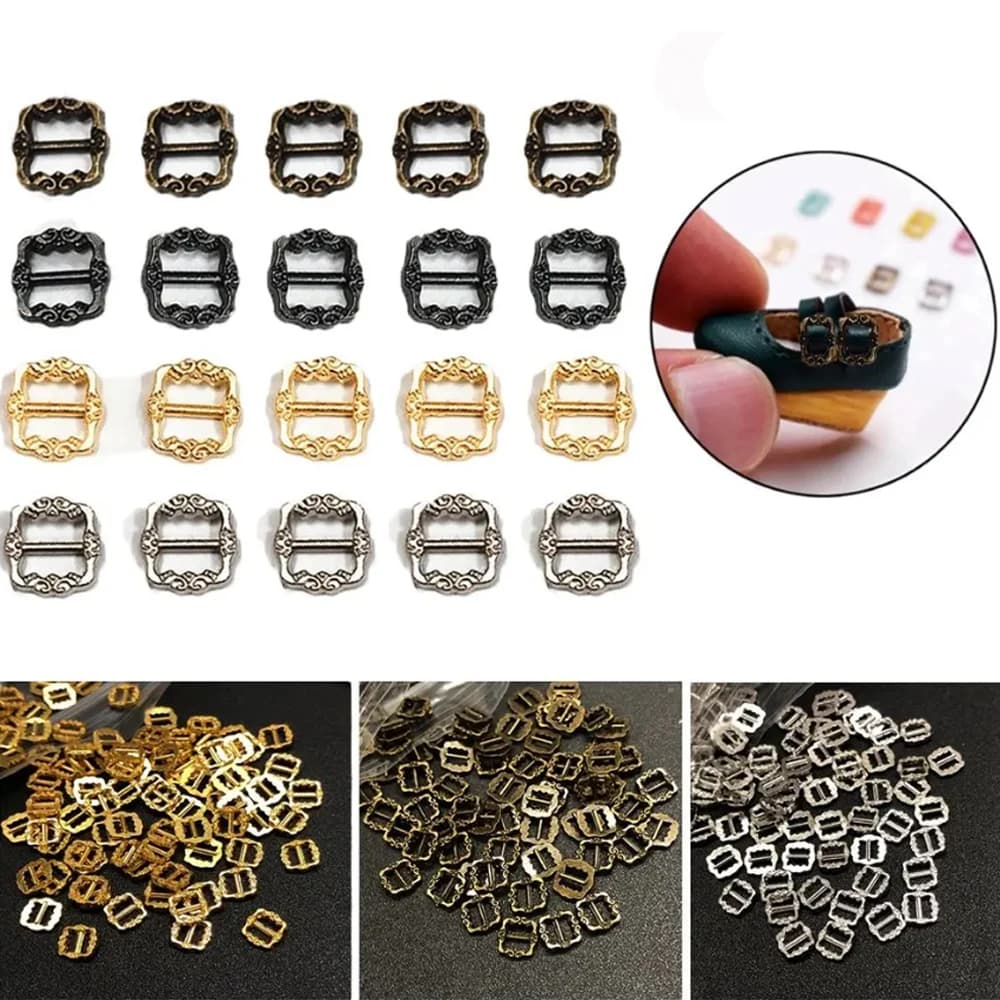 100 Pezzi Mini Bottoni in Metallo da 6mm, Fibbie a Tre Barre per Borse, Scarpe, Vestiti Fai-da-Te, Accessori per Cucito e Abbigliamento Artigianale