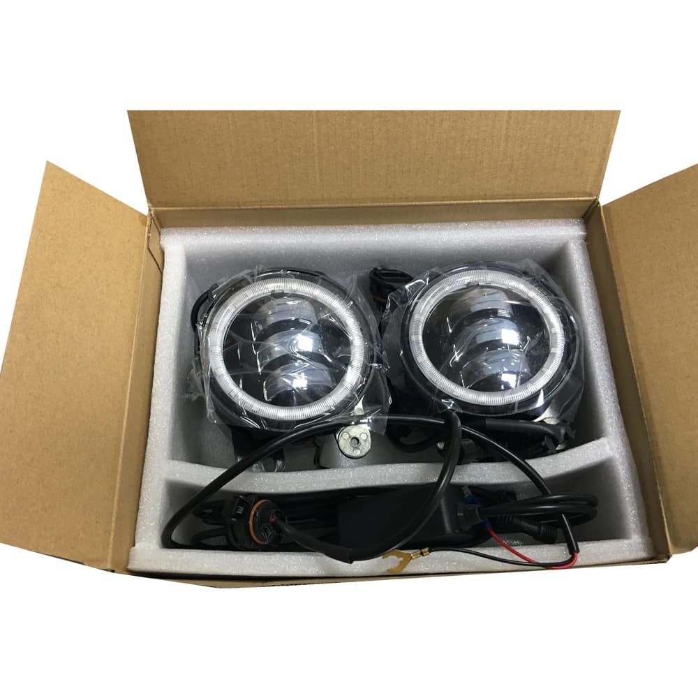 SXMA J023R, fendinebbia con ring Halo RGB white Front bumper lamps Lamps Working light for light spot guide for Jeep for Wrangler JK 07-17