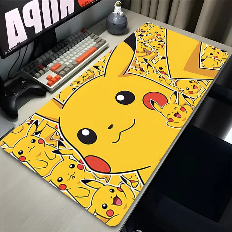 Mouse Mat P-pokemon Pikachu Computer Game Accessories Mouse Mat Laptop Desk Mat Rubber mouse pad with lockable edge