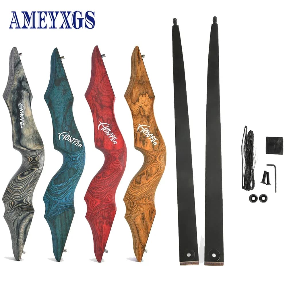 Arco ricurvo da cacciatore nero da 60 pollici mano destra/sinistra tradizionale bellezza caccia riflessione arco e freccia tiro all'aperto arco di legno