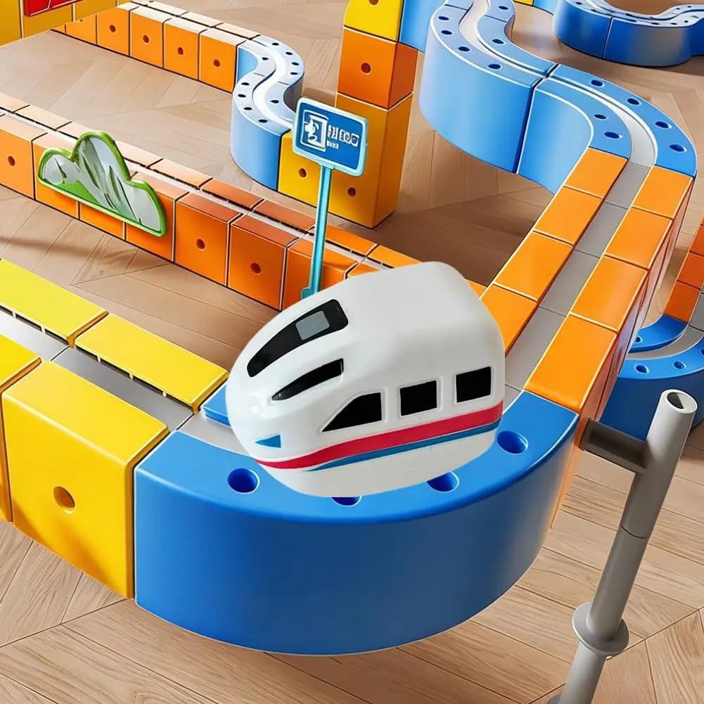Giocattoli Cubo con Binari Magnetici, Blocchi da Costruzione Fai-da-Te, Giocattoli Educativi, Pista Magica per Trenini, Regali per Bambini
