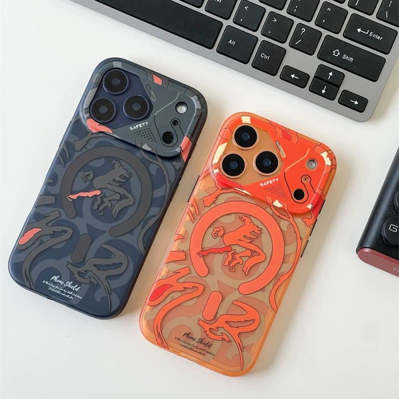 Magnetic Geometry Graffiti Phone Case For Iphone 17 17pro Max 16 Pro Max 15pro Frosted Wireless Charging Matte For Magsafe Cover