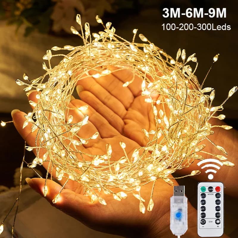 3/6/9M USB Power LED combo string lights remote control garland lights for wedding party garden Christmas decoration