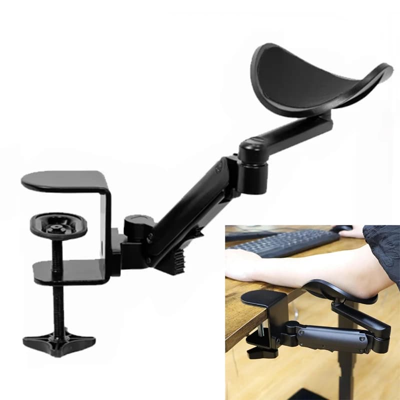 Bracciolo ergonomico in metallo Supporto per polso Staffa da scrivania girevole regolabile per computer da ufficio Laptop Mouse da gioco Comfort delle mani