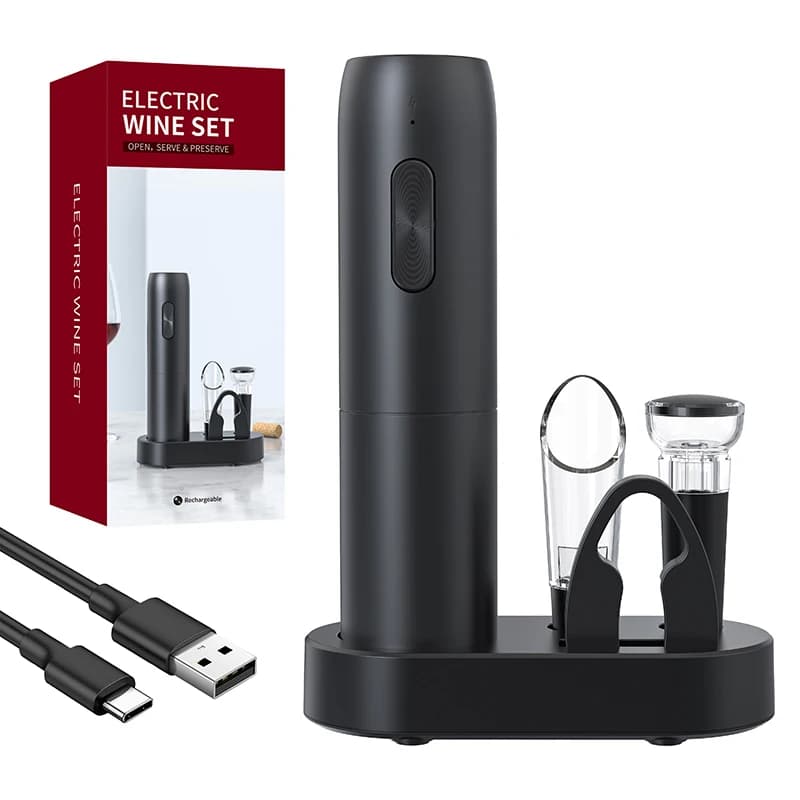 Electric bottle opener for wine Automatic red wine corkscrew with charging base or battery powered wine tools