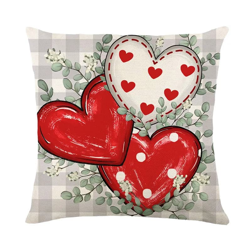 Valentine's Day Pillowcase Romantic Letter Heart Truck Print Throw Pillow Cover for Sofa Bedroom Decor