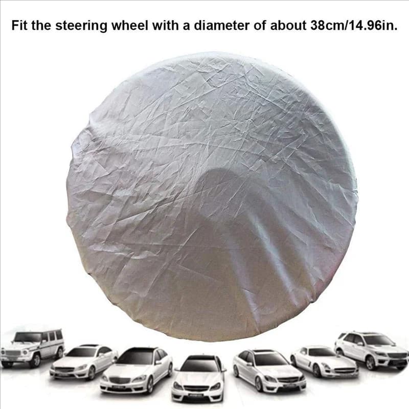 2X Car Steering Wheel Sunshade Side Window Shade Silver Coated Cloth Steering Wheel Cover Sunscreen Insulation