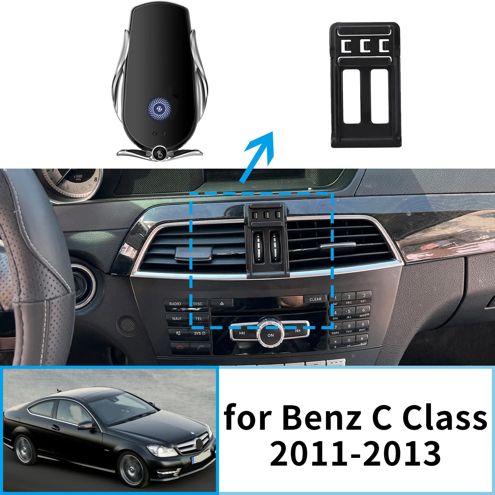 Supporto per telefono cellulare per auto per Mercedes Benz Classe C C200 260 300 W204 2011 ~ 2013 Staffa GPS Supporto di navigazione Accessori auto