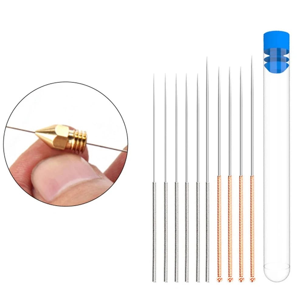 10 pz stampante 3D ugello in acciaio inossidabile aghi per pulizia strumento 0.15mm 0.2mm 0.25mm 0.3mm 0.35mm 0.4mm trapano per V6 MK8